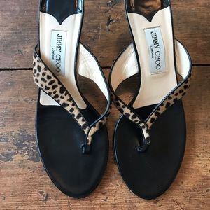 Jimmy Choo leopard print pony hair slides